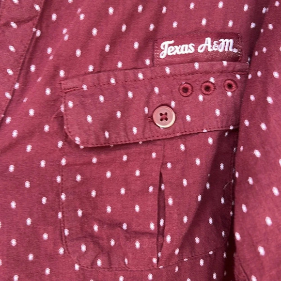 Columbia TexasA&M University Women’s Cotton PFG Swiss Dot Button Down SzM - Picture 2 of 10